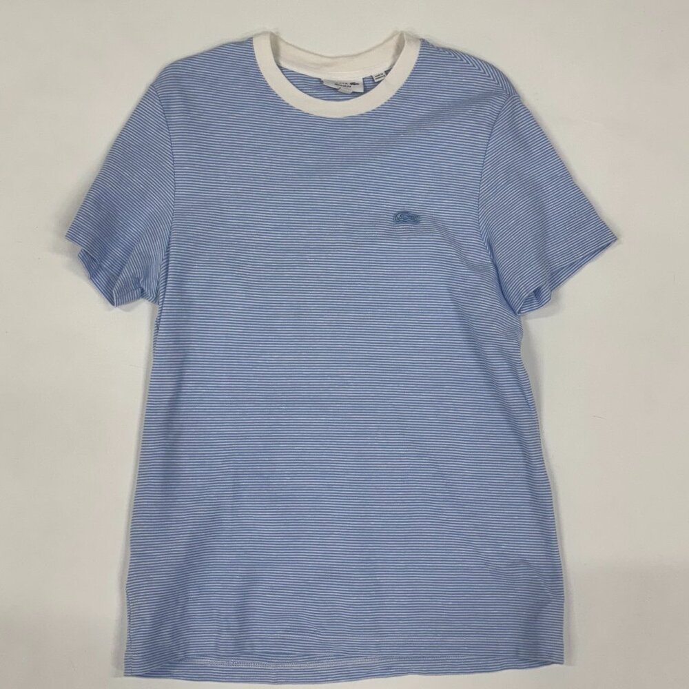 Lacoste Men’s Blue Striped Cotton T-Shirt
